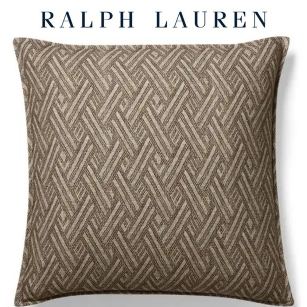 Ralph Lauren Damian Euro Pillow Sham Beige and Brown Textured Fabric 215$